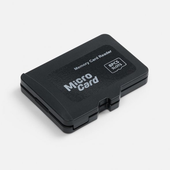 Органайзер для карт памяти и SIM с кардридером Multitask, черный 