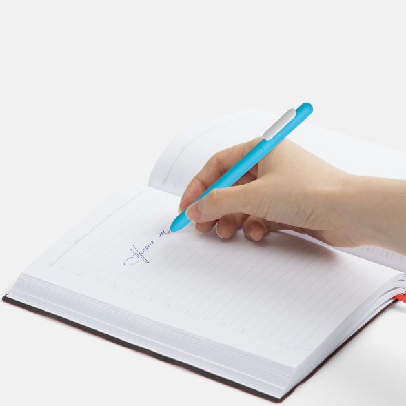 Ручка шариковая Swiper Soft Touch, голубая с белым 