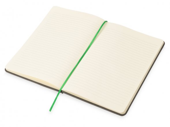 Блокнот Color линованный А5 в твердой обложке с резинкой, серый/зеленое яблоко 