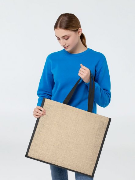 Холщовая сумка для покупок Bagari с черной отделкой 