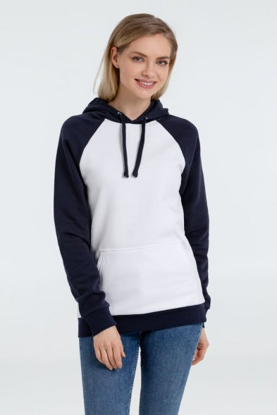 Толстовка унисекс Seattle, белая с темно-синим 