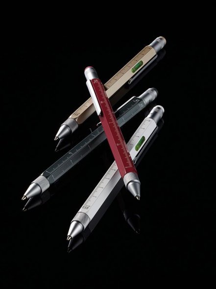 Ручка шариковая Construction, мультиинструмент, серебристая 