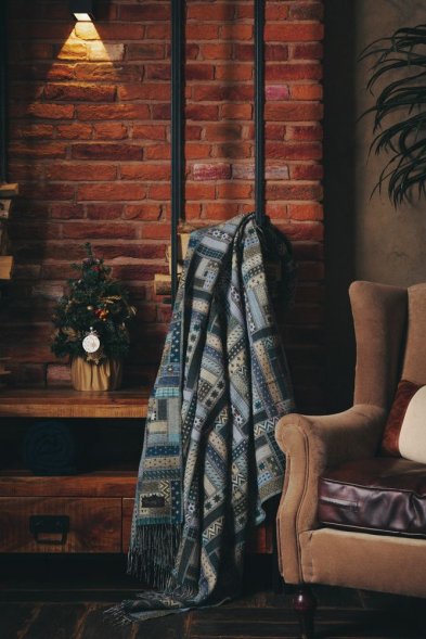 Плед Baltimora, синий с серым 