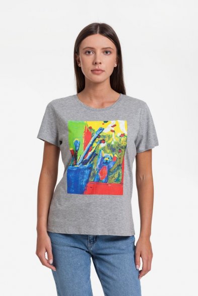 Футболка женская Artist Bear, серый меланж 