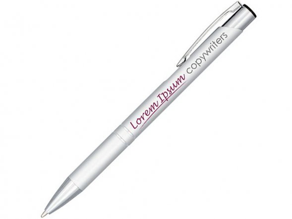 Кнопочная шариковая ручка Moneta из анодированного алюминия, синие чернила, серебристый 