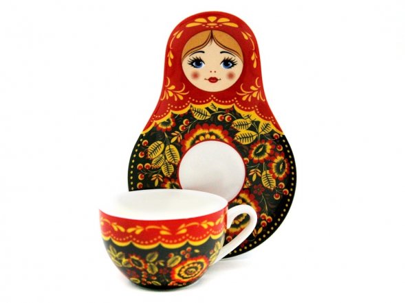 Подарочный набор: чайная пара, чай Малина с мятой 