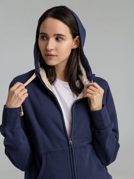 Толстовка унисекс на молнии Sherpa 280, темно-синяя 