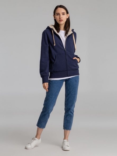 Толстовка унисекс на молнии Sherpa 280, темно-синяя 