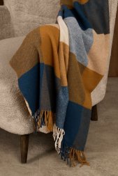 Плед Fleco, синий с коричневым