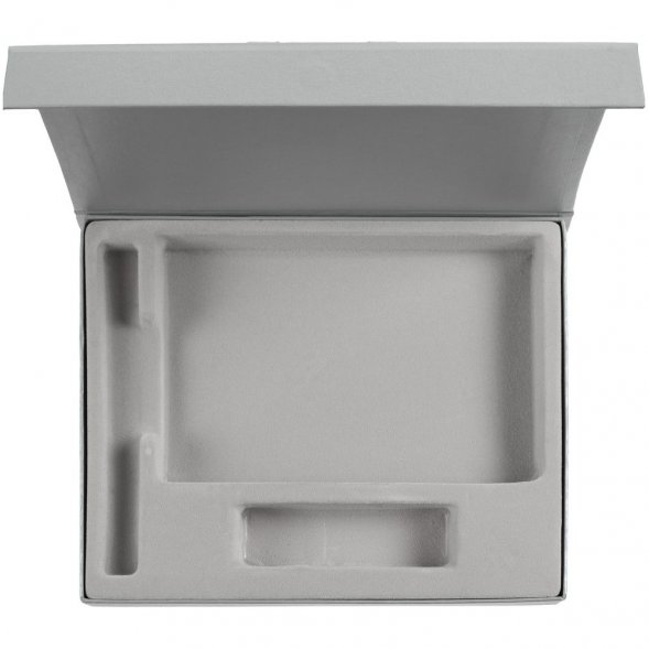 Коробка Doc под блокнот, аккумулятор и ручку, серебристая 