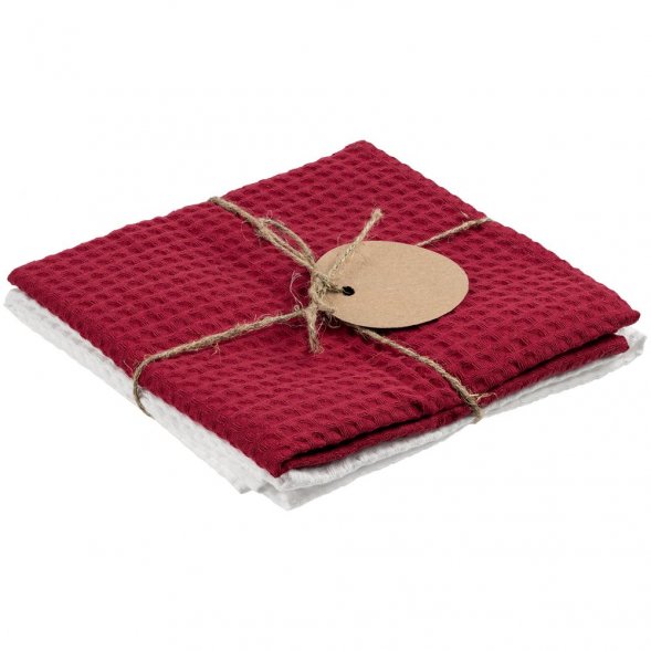 Набор кухонных полотенец Good Wipe, белый с красным 