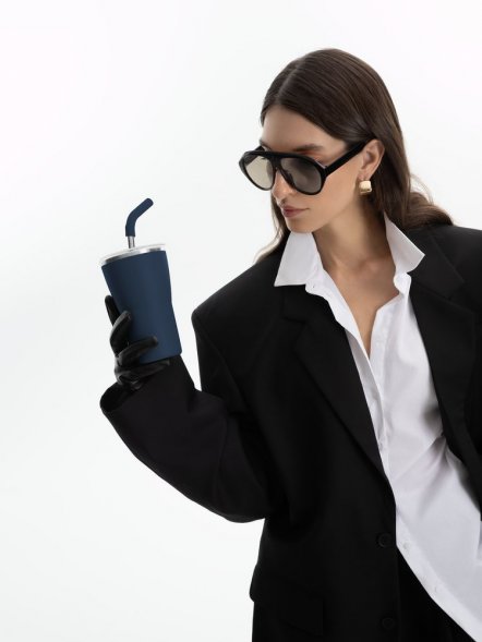 Термостакан Sapporo без логотипа, темно-синий 