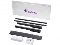 Набор Mindy: ручки шариковые, карандаши, линейка, точилка, ластик, черный