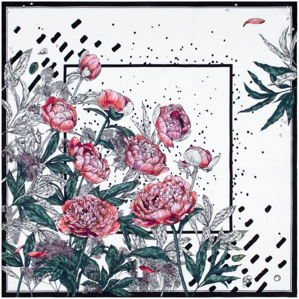 Платок шелковый Delicate, пионы 