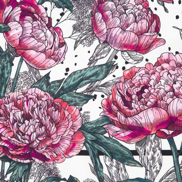 Платок шелковый Delicate, пионы 