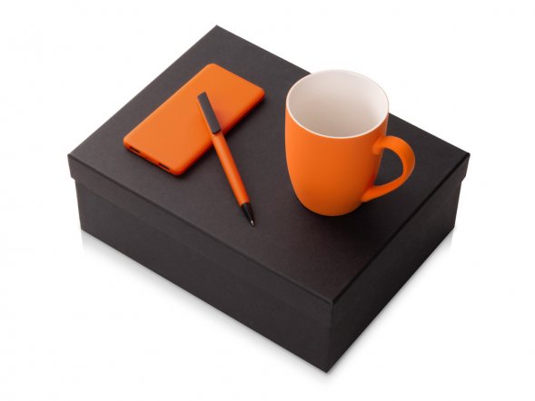 Подарочный набор c кружкой, пластиковой ручкой и повербанком С1, 5000 mAh, оранжевый 
