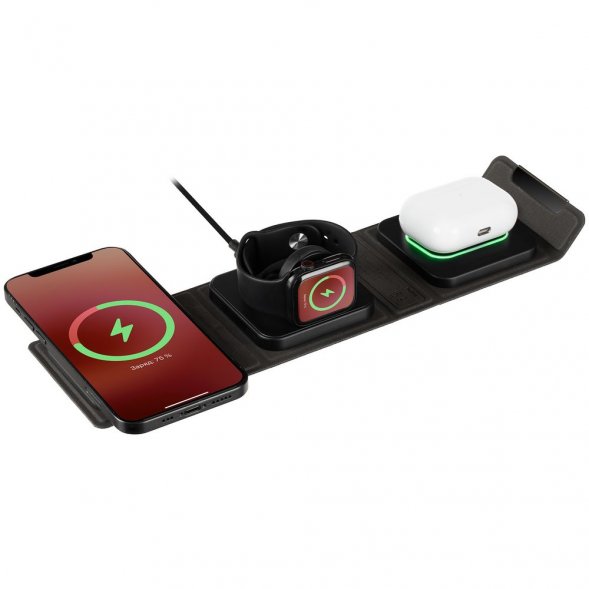 Складная станция беспроводной зарядки triFlex, черная 