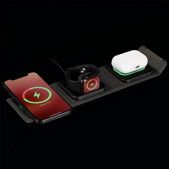 Складная станция беспроводной зарядки triFlex, черная 