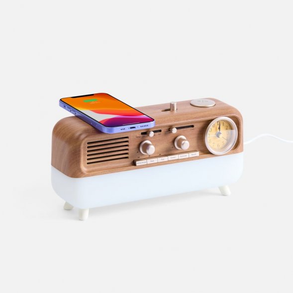 Bluetooth-колонка с беспроводной зарядкой, часами и подсветкой Multiverse, ver.2 