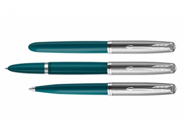 Перьевая ручка Parker 51 CORE TEAL BLUE CT, перо: F, цвет чернил: black, в подарочной упаковке. 