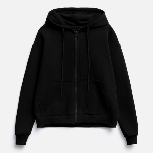 Толстовка унисекс оверсайз на молнии Zippy Terry, черная 