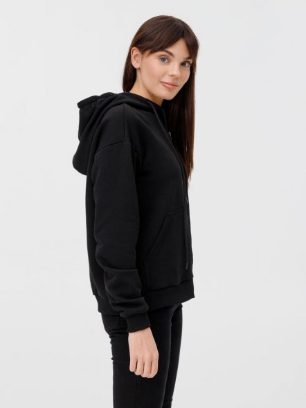Толстовка унисекс оверсайз на молнии Zippy Terry, черная 