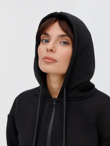 Толстовка унисекс оверсайз на молнии Zippy Terry, черная 