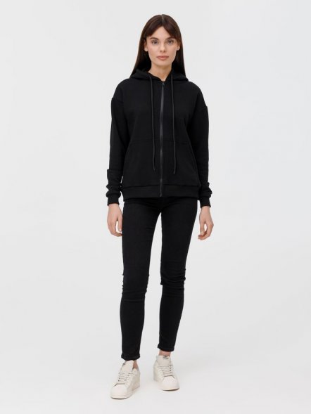 Толстовка унисекс оверсайз на молнии Zippy Terry, черная 