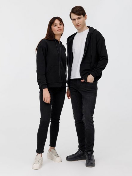 Толстовка унисекс оверсайз на молнии Zippy Terry, черная 