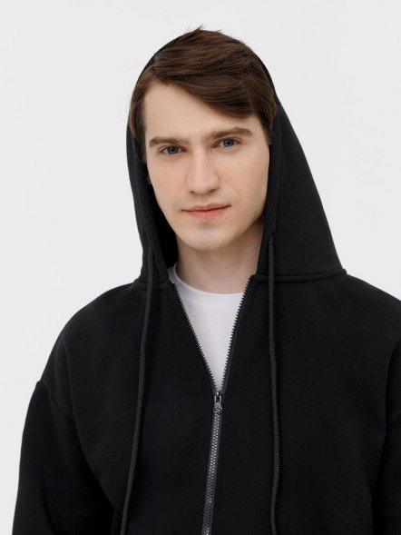 Толстовка унисекс оверсайз на молнии Zippy Terry, черная 