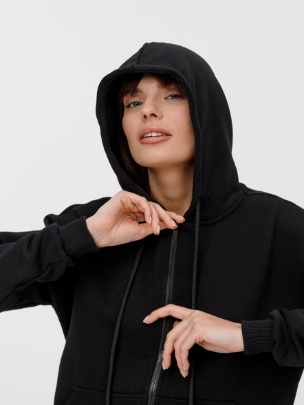 Толстовка унисекс оверсайз на молнии Zippy Terry, черная 