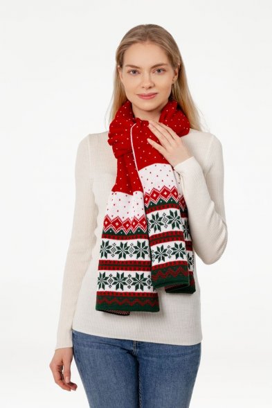 Шарф Happy View, красный с зеленым 