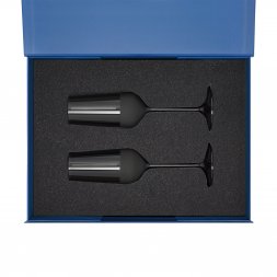 Подарочный набор 2 бокала для шампанского Black Edition в синей коробке