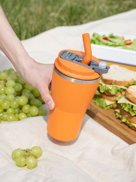 Термостакан Sapporo без логотипа, оранжевый 