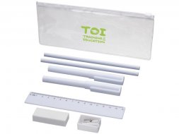 Набор Mindy: ручки шариковые, карандаши, линейка, точилка, ластик, белый