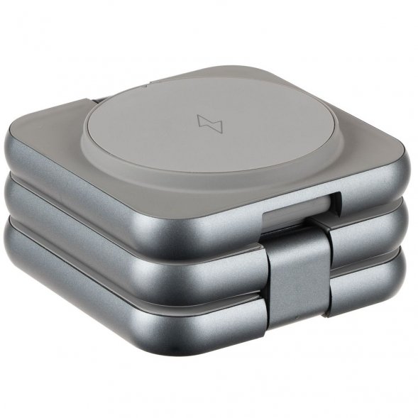 Складная станция беспроводной зарядки Terza, серебристая 