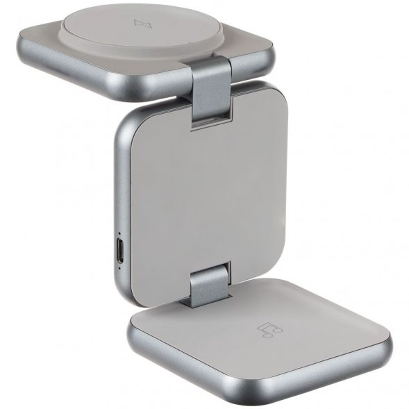 Складная станция беспроводной зарядки Terza, серебристая 