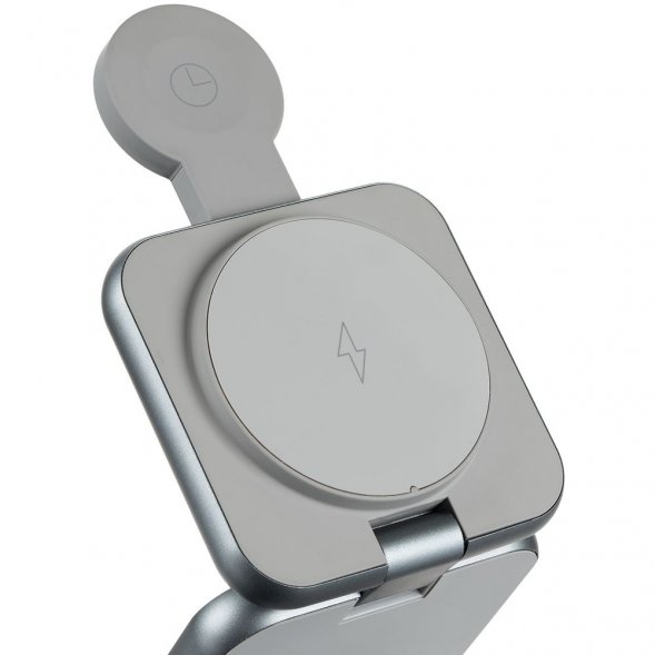 Складная станция беспроводной зарядки Terza, серебристая 