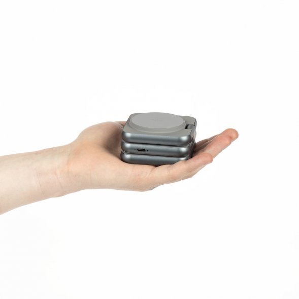 Складная станция беспроводной зарядки Terza, серебристая 