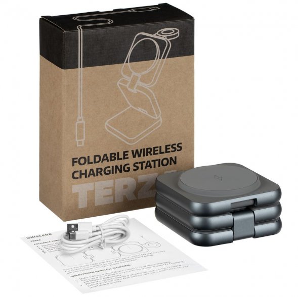 Складная станция беспроводной зарядки Terza, серебристая 