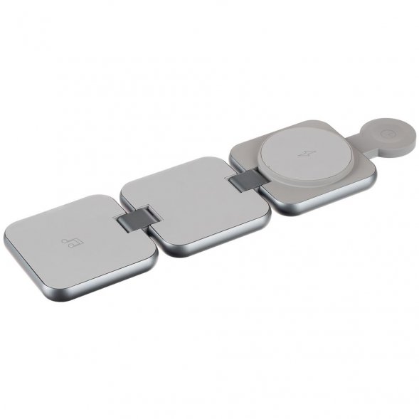 Складная станция беспроводной зарядки Terza, серебристая 