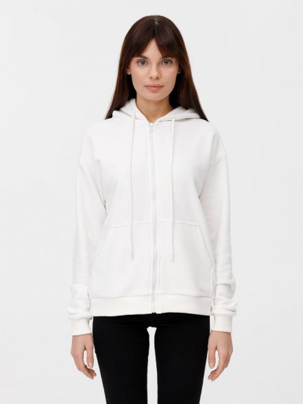 Толстовка унисекс оверсайз на молнии Zippy Terry, белая 