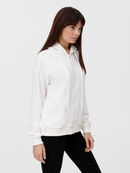 Толстовка унисекс оверсайз на молнии Zippy Terry, белая 