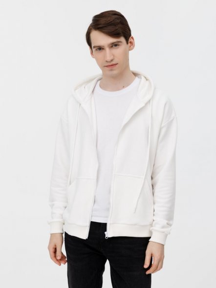 Толстовка унисекс оверсайз на молнии Zippy Terry, белая 