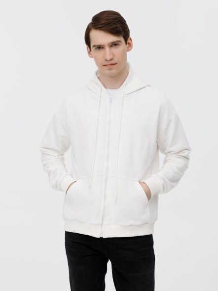 Толстовка унисекс оверсайз на молнии Zippy Terry, белая 