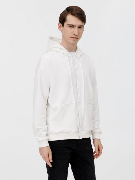 Толстовка унисекс оверсайз на молнии Zippy Terry, белая 