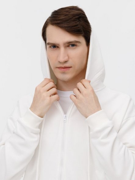 Толстовка унисекс оверсайз на молнии Zippy Terry, белая 