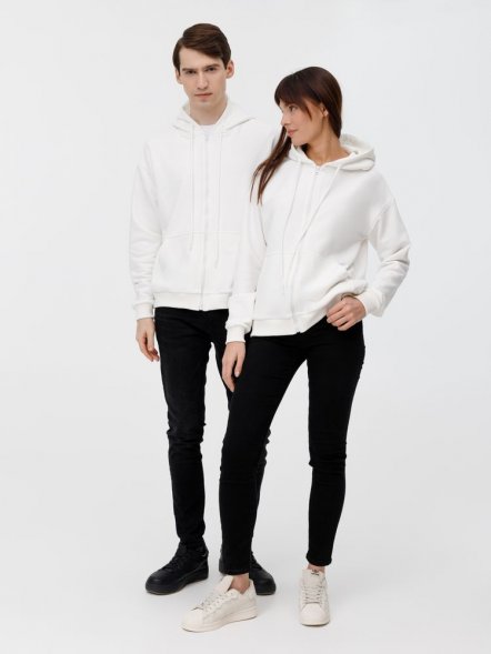 Толстовка унисекс оверсайз на молнии Zippy Terry, белая 