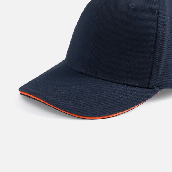 Бейсболка Buffalo, темно-синяя с неоново-оранжевым 