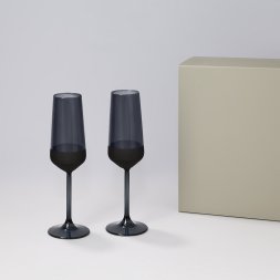 Подарочный набор 2 бокала для шампанского Black Edition в серой коробке